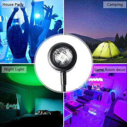 1X USB Sunset Lamp LED Rainbow Neon Night Light Projector Photography Wall Atmosphere Lighting for Bedroom Home Room Decor Gift