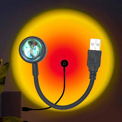 1X USB Sunset Lamp LED Rainbow Neon Night Light Projector Photography Wall Atmosphere Lighting for Bedroom Home Room Decor Gift