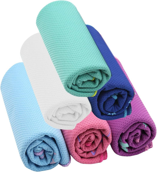 Cooling Towel 6 Pack, 36"X12" Cooling Towels for Neck and Face, Soft Microfiber Cooling Neck Wraps, Ice Sports Towel for Instant Cooling, Stay Cool for Yoga, Sport, Workout, Running, Camping, Golf