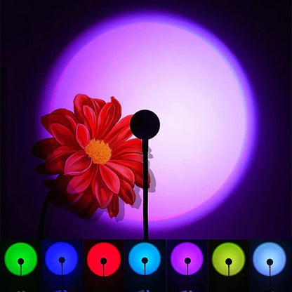 1X USB Sunset Lamp LED Rainbow Neon Night Light Projector Photography Wall Atmosphere Lighting for Bedroom Home Room Decor Gift